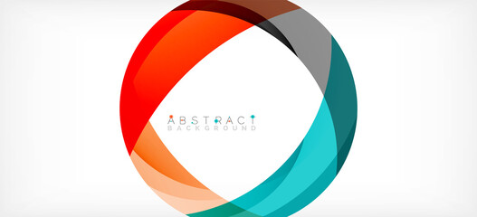 Geometric abstract background. Circle created with overlapping color shapes. Vector Illustration For Wallpaper, Banner, Background, Landing Page