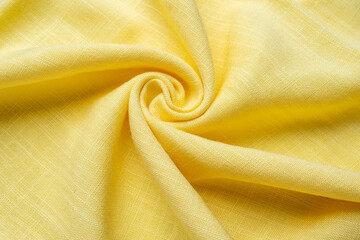 Yellow spring and summer linen blended fabric
