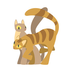 Couple of Smooth Coated Cat in Love Fawning and Cuddling Vector Illustration