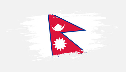 Fototapeta premium Hand drawn brush stroke flag of Nepal. Creative national day hand painted brush illustration on white background