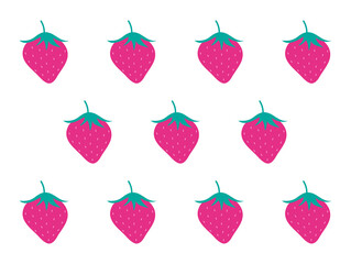 レトロないちごの壁紙、背景白