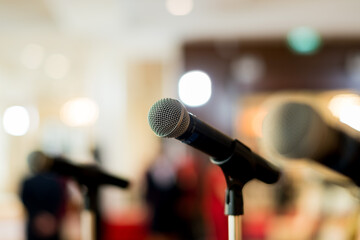 microphone on stage, speaker, conference
