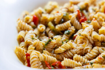 delicious traditional veggie pastas on plate