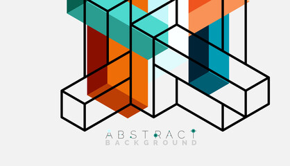 Abstract background. 3d cubes, cubic elements and blocks. Techno or business concept for wallpaper, banner, background, landing page