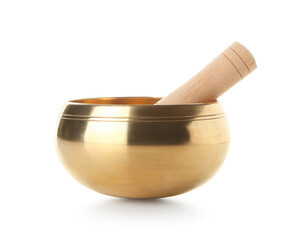 Tibetan singing bowl on white background