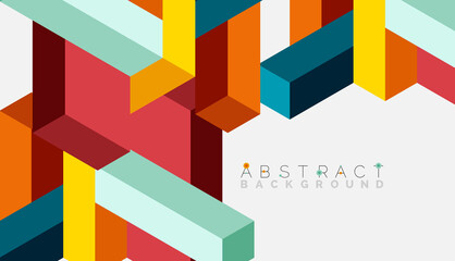 Abstract background. 3d cubes, cubic elements and blocks. Techno or business concept for wallpaper, banner, background, landing page