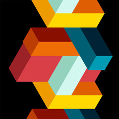 Abstract background. 3d cubes, cubic elements and blocks. Techno or business concept for wallpaper, banner, background, landing page