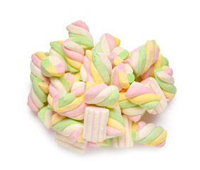 Tasty marshmallows on white background