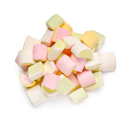 Tasty marshmallows on white background