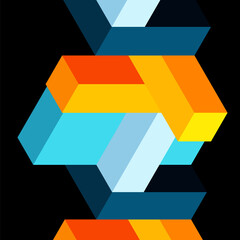 Abstract background. 3d cubes, cubic elements and blocks. Techno or business concept for wallpaper, banner, background, landing page