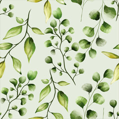 seamless pattern beautiful greenery leaves design