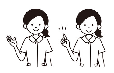 モノクロイラスト　看護師　 看護婦
