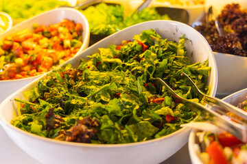 healthy fresh salads at a hotel buffet