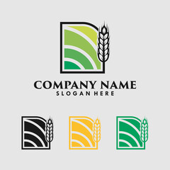 Wheat grain logo design template