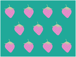 レトロないちごの壁紙、背景エメラルドグリーン