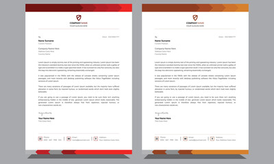 Unique clean creative corporate and simple elegant professional modern business letterhead design template with two color variations.