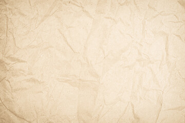 Brown recycled paper crumpled texture background. Cream Old vintage page