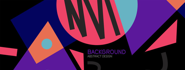 Abstract background. Blocks, lines, triangles, circles composition. Techno or business concept for wallpaper, banner, background, landing page