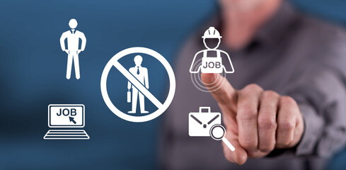 Man touching an unemployment concept