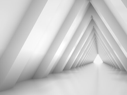 Abstract white triangular tunnel perspective, 3d © evannovostro