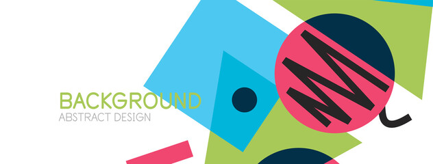 Abstract background. Blocks, lines, triangles, circles composition. Techno or business concept for wallpaper, banner, background, landing page