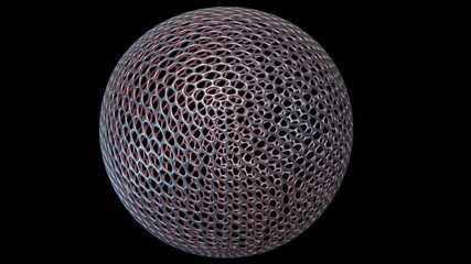 Nanocapsule , nanocarriers . Nanoparticle sphere with evenly distributed assymetrical hexagonal holes. 3d rendering illustration