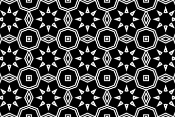 Vintage unique ethnic pattern, geometric background, arabesque. Cover design in the style of oriental, asian, indonesian, mexican ornaments. Black white template for coloring, presentations.