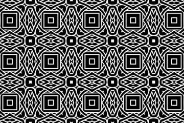 Vintage tracery ethnic pattern, geometric background, arabesque. Cover design in the style of oriental, asian, indonesian, mexican ornaments. Black white template for coloring, presentations.