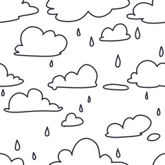 Seamless pattern on a white background. Isolated elements. Doodles. Abstract background. White and black