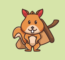 cute squirrel with giant nut. animal flat cartoon style illustration icon premium vector logo mascot suitable for web design banner character