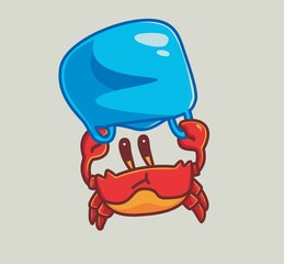 cute crab using a plastic as parachute.cartoon animal nature concept Isolated illustration. Flat Style suitable for Sticker Icon Design Premium Logo vector. Mascot Character