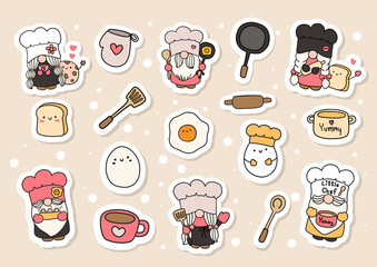 Chef gnome, cooking gnome sticker sheet, planner and scrapbook.