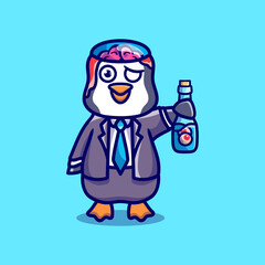cute halloween zombie penguin carrying eye bottle