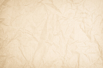 Brown recycled paper crumpled texture background. Cream Old vintage page