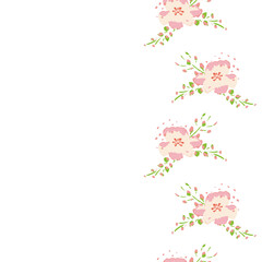 Vector Cute Vibrant Pink Flowers seamless border background. Perfect for fabric, scrapbooking and wallpaper projects.