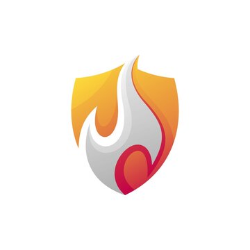 shield logo with fire concept