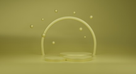 gold podium on gold background 3d rendered