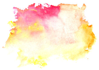 Watercolour hand drawn splash orange red yellow