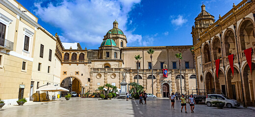 Central square of MAzara del Vallo, Sicily, Italy. Art and architecture