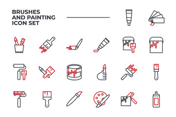 Brushes and Painting set icon, isolated Brushes and Painting set sign icon, vector illustration