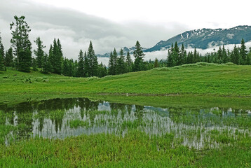 landscape with lake and mountains