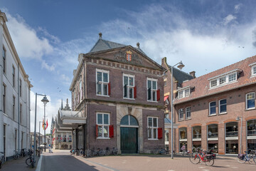 Fototapeta premium De Waag at the Markt in Gouda, Zuid-Holland province, The Netherlands