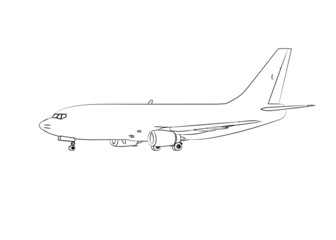 3d Aircraft model graphical with black white sketch. linear sketch