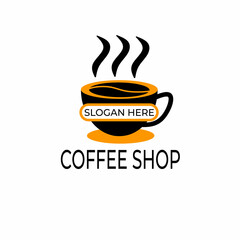 Coffee cup logo design template. Vector coffee shop label.