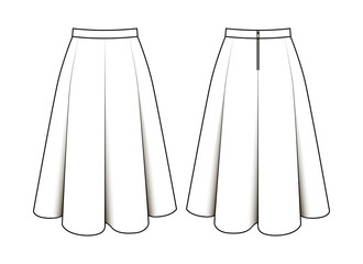 Fashion technical drawing of gadet skirt - obrazy, fototapety, plakaty