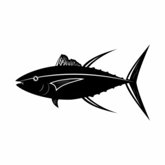 Tuna fish, black stencil silhouette vector illustration icon