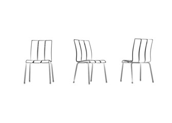 3d dining chair graphical with black white sketch. linear sketch.