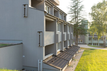 Exterior of a modern mountain hotel in the summer