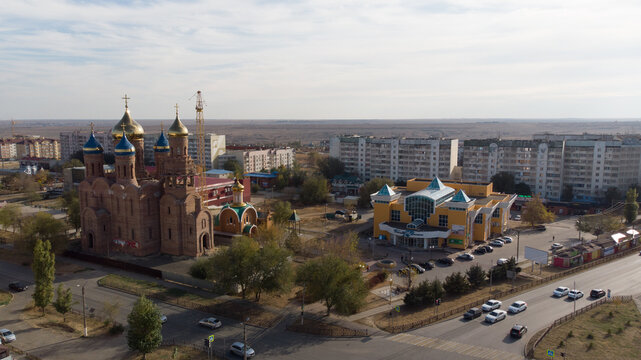 streets of the city of elista from above