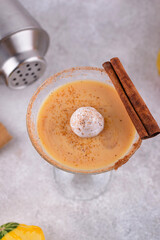 Creamy pumpkin martini cocktail or liquor